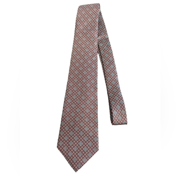 CHRISTIAN Dior Vintage Men’s Designer Geometric Squares Silk Tie Medallion 3.5 - Picture 7 of 7